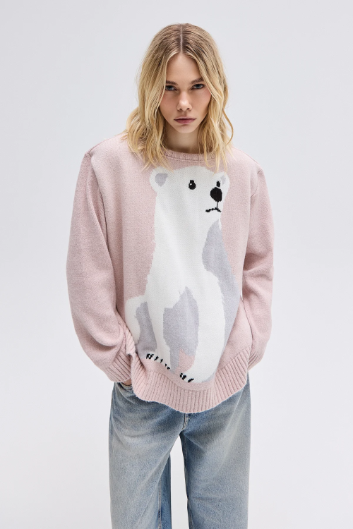 BLUSA TRICOT URSO POLAR ROSA TIG
