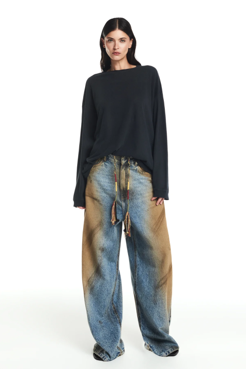 CAMISETA MANGA LONGA DESTROYED PRETO TIG