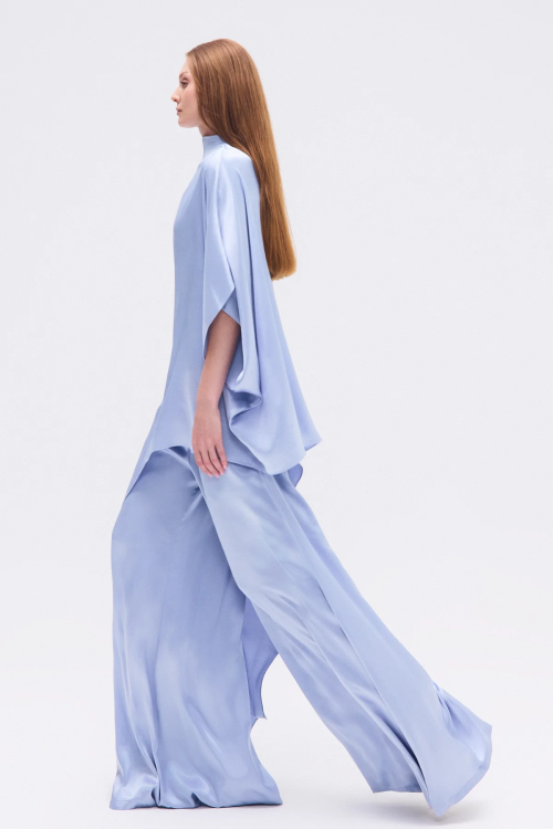 CONJUNTO BLUSA E CALCA KAFTAN PANTALONA CETIM AZUL TIG