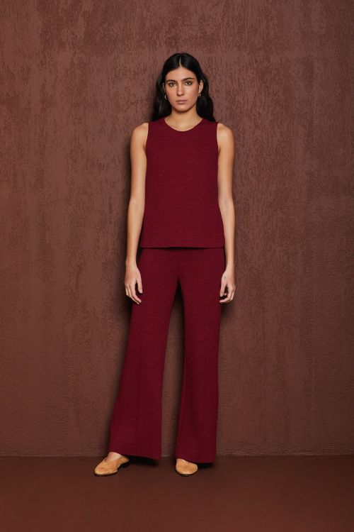 CALCA MALHA BOUCLE BURGUNDY VOAR
