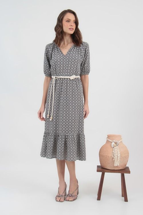 VESTIDO LAISE MG. PUFF ESTAMPA FILITY