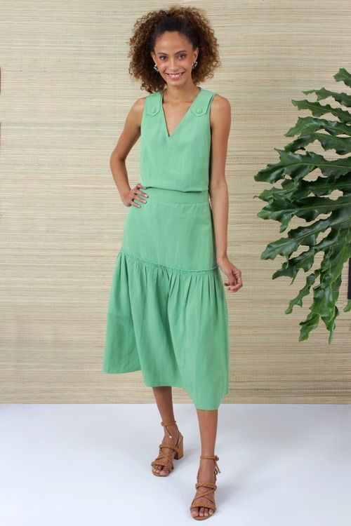 SAIA MIDI RECORTE FRANZIDOS VERDE FILLITY