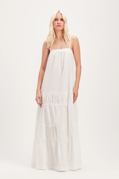 VESTIDO LG. ALCAS TRICOLINE OFFWHITE TIG