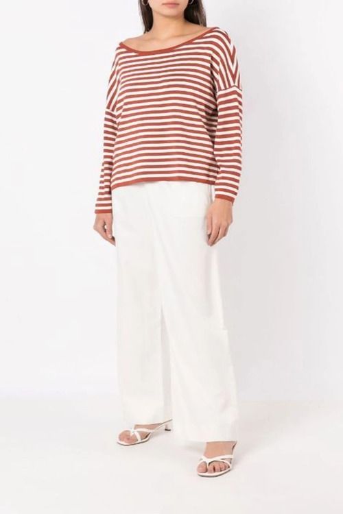 BLUSA QUADRADA LISTRADA TERRACOTA EGREY