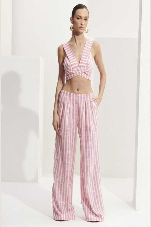 CALCA LISTRADA ROSA/OFFWHITE L'CECCI