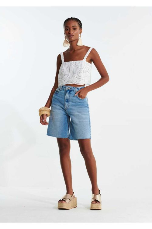 BERMUDA JEANS EMILIE STRETCH INDIGO L'CECCI