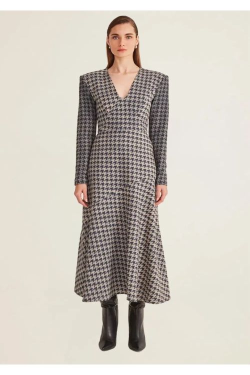 VESTIDO RECORTES JACQUARD BAND, ESTAMPA CORI