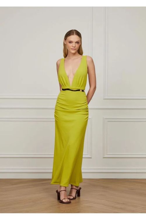 VESTIDO DECOTE MINERAL VERDE ANIMALE