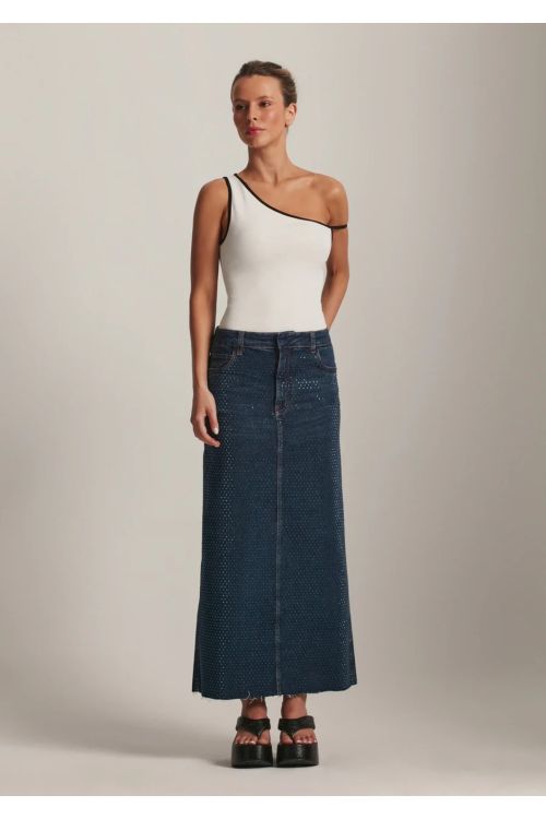 REGATA UM OMBRO MALHA C/V OFFWHITE/PRETO  TIG