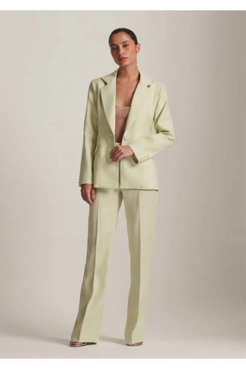 CONJUNTO BLAZER E CALCA RETA LINHO VERDE MENTA TIG