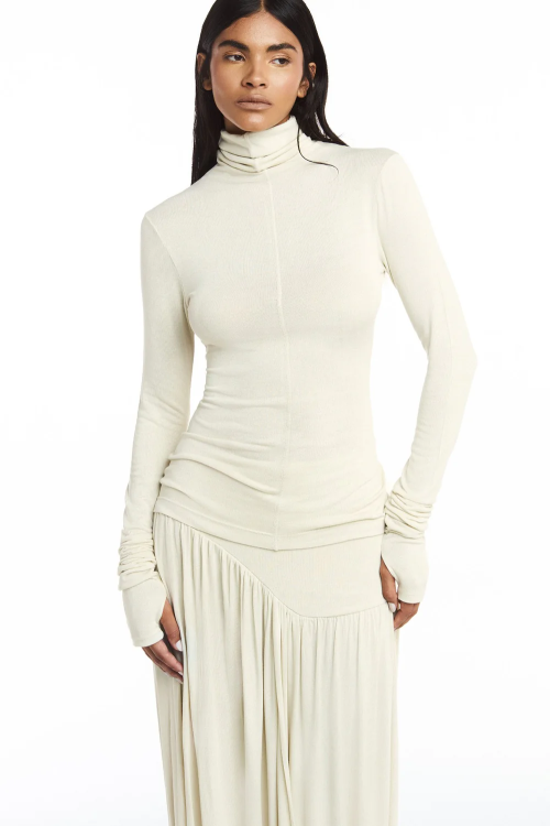 BLUSA MANGA LONGA GOLA ALTA OFFWHITE TIG